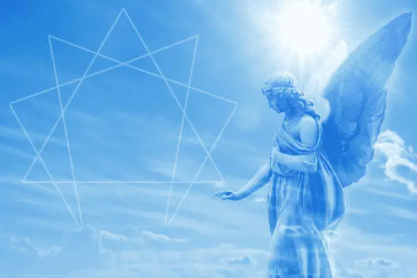 Enneagram 9 symbol and angel